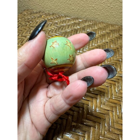 Vintage Hand-Painted Wooden Nesting Ball Set With String & Cat Motif - Picture 10 of 12